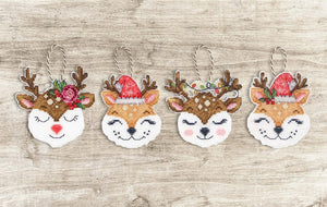 Foxes & Deer Christmas Tree Ornaments Cross Stitch Kit