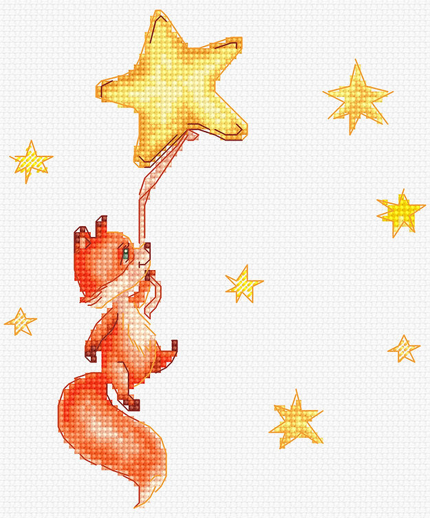 Fox with Stars Cross Stitch Kit