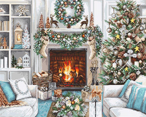 White Christmas Interior Cross Stitch Kit