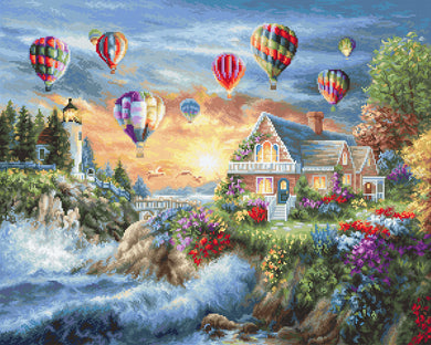 Balloons over Sunset Cove Cross Stitch Kit