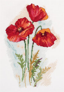 Watercolour Poppies Cross Stitch Kit