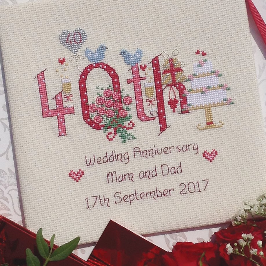40th Wedding Anniversary Cross Stitch Kit