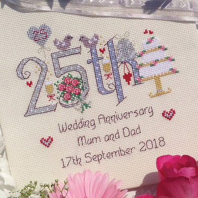 25th Wedding Anniversary Cross Stitch Kit
