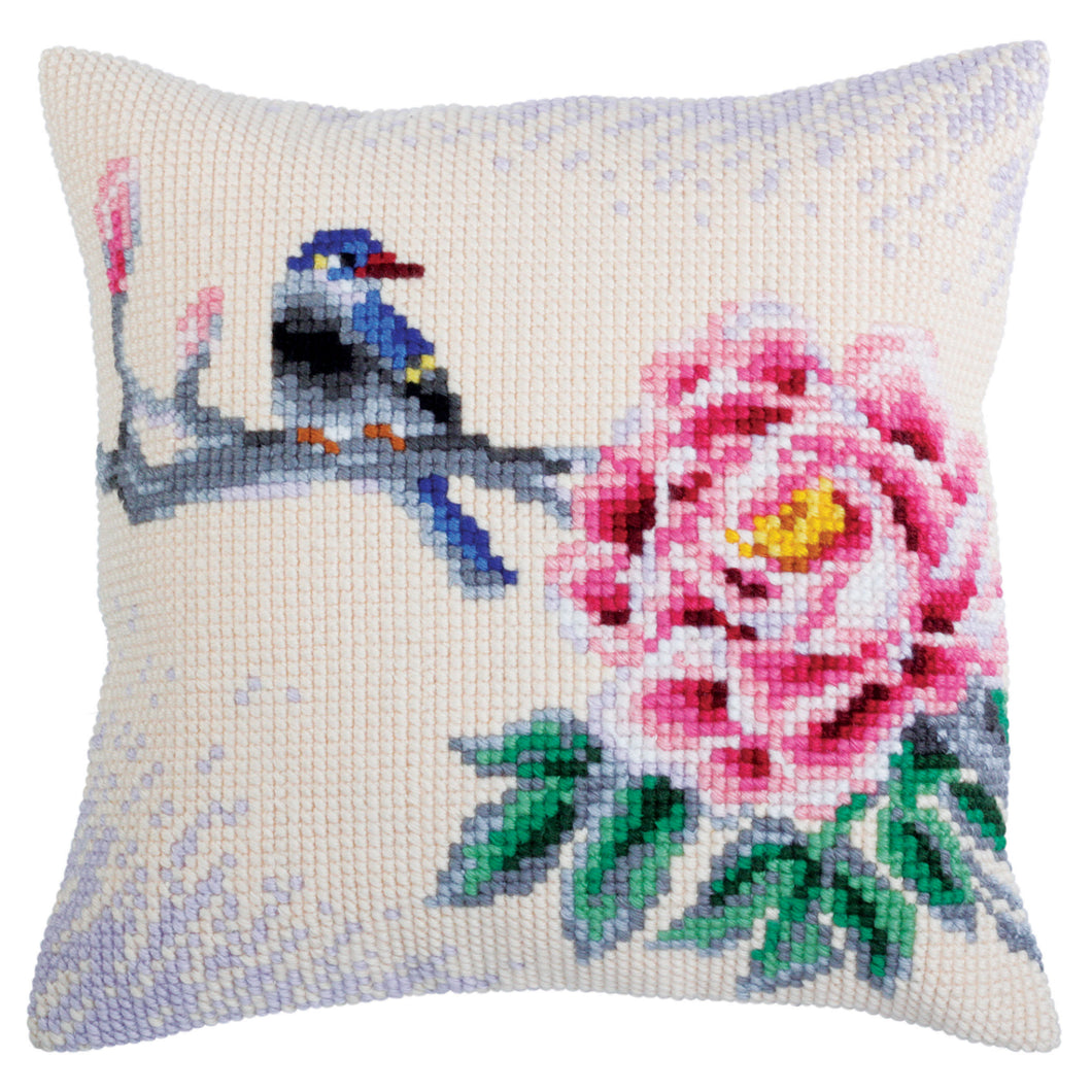 Flower & Bird Cross Stitch Cushion Front Kit