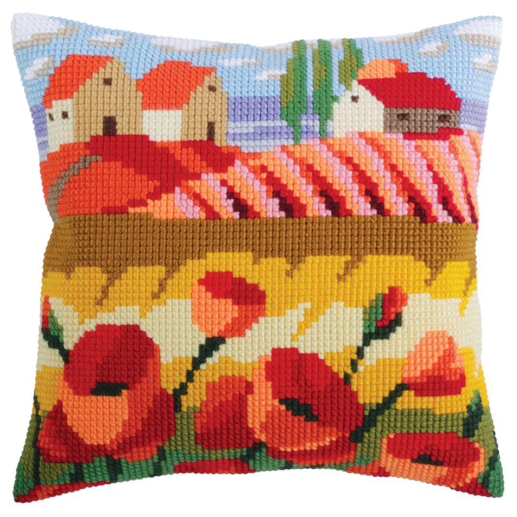 Poppy Field Cross Stitch Cushion Front Kit