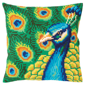 Proud Peacock Cross Stitch Cushion Front Kit