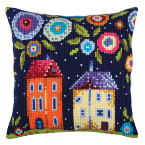 Bloomy Street - Cross Stitch Cushion Front Kit