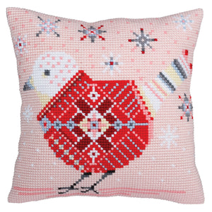 Christmas Bird Cross Stitch Cushion Front Kit