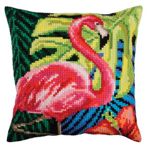 Pink Flamingo Cross Stitch Cushion Front Kit