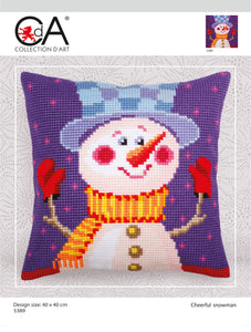 Cheerful Snowman - Cross Stitch Cushion Front Kit