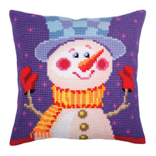 Load image into Gallery viewer, Cheerful Snowman - Cross Stitch Cushion Front Kit