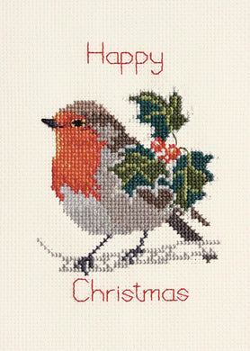 Holly and Robin - Christmas Card Cross Stitch Kit
