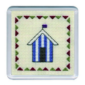 Beach Hut Blue Stripe - Cross Stitch Coaster Kit