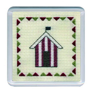 Beach Hut Red Stripe - Cross Stitch Coaster Kit