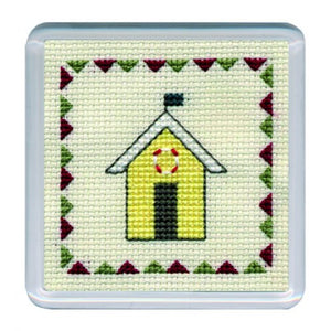 Beach Hut Yellow - Cross Stitch Coaster Kit
