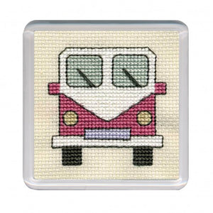Camper Van Pink - Cross Stitch Coaster Kit