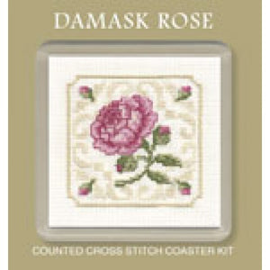 Damask Rose Coaster - Cross Stitch Coaster Kit