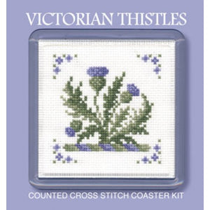 Victorian Thistle Coaster - Cross Stitch Coaster Kit