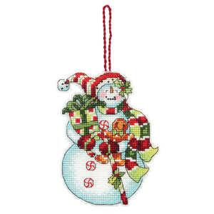 Snowman with Sweets - Christmas Ornament Cross Stitch Kit