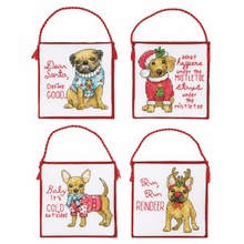 Load image into Gallery viewer, Christmas Pups Ornament Set Cross Stitch Kit