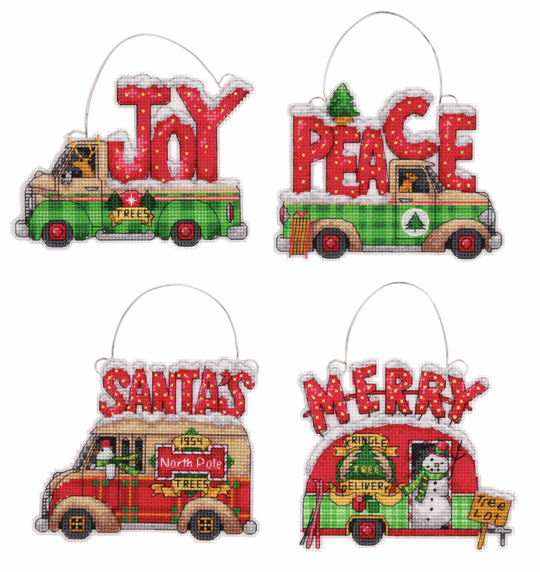 Holiday Truck Ornament Set Cross Stitch Kit