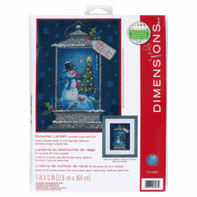 Load image into Gallery viewer, Snowman Lantern Cross Stitch Kit