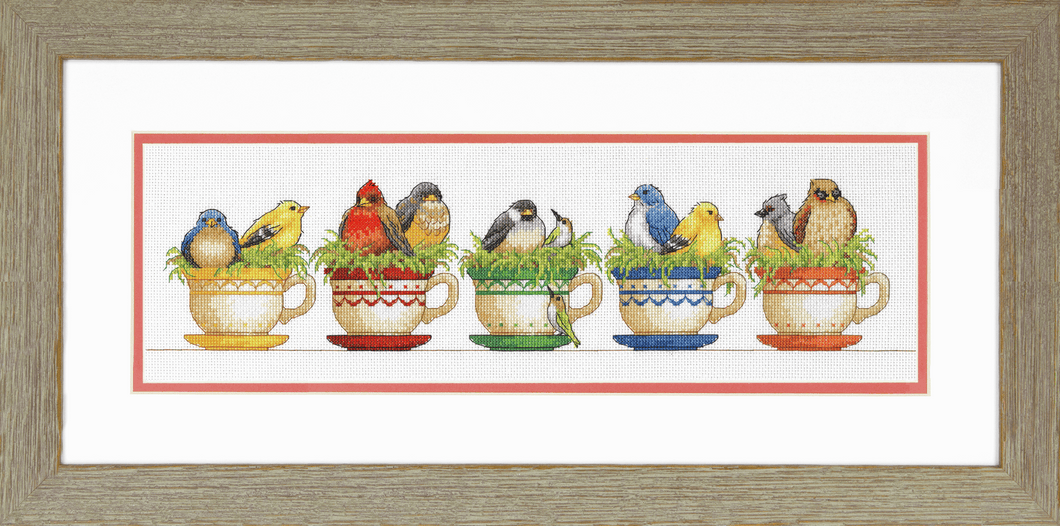 Tea Cup Birds Cross Stitch Kit