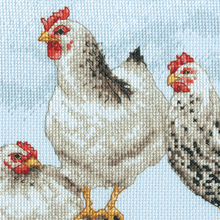 Load image into Gallery viewer, Black and White Hens Cross Stitch Kit