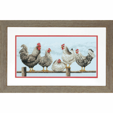 Load image into Gallery viewer, Black and White Hens Cross Stitch Kit