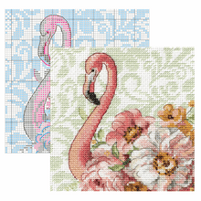 Load image into Gallery viewer, Floral Flamingo Cross Stitch Kit