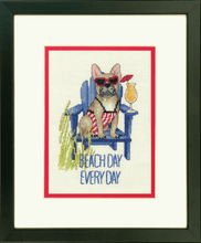 Load image into Gallery viewer, Beach Day Dog Cross Stitch Kit