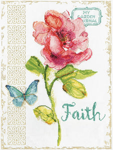 Pink Floral Faith Cross Stitch Kit