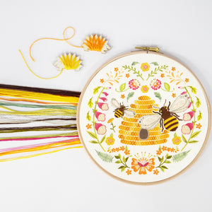 Folk Bees Embroidery Kit