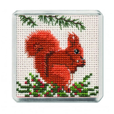 Red Squirrel Fridge Magnet - Cross Stitch Kit