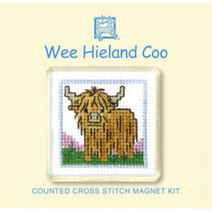 Wee Hieland Coo (Highland Cow) Fridge Magnet - Cross Stitch Kit