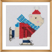 Load image into Gallery viewer, Skating Polar Bears Mini Cross Stitch Kit