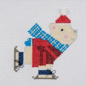Skating Polar Bears Mini Cross Stitch Kit
