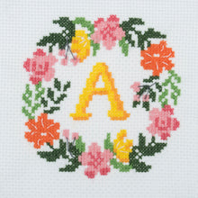 Load image into Gallery viewer, Floral Wreath Mini Cross Stitch Kit