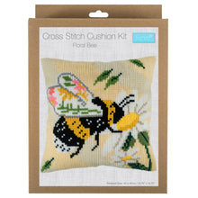 Load image into Gallery viewer, Floral Bee Cross Stitch Cushion Kit