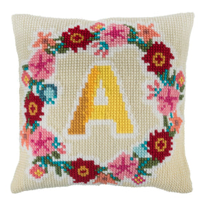 Monogram Wreath Cross Stitch Cushion Kit