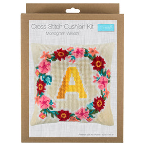Monogram Wreath Cross Stitch Cushion Kit