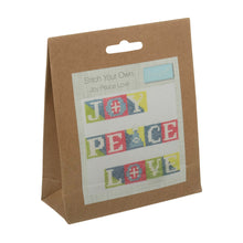 Load image into Gallery viewer, Joy Peace Love Mini Cross Stitch Kit
