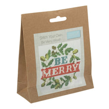 Load image into Gallery viewer, Be Merry Wreath Mini Cross Stitch Kit