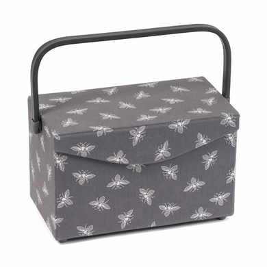 Sewing Box - Fold Over Lid - Grey Bees