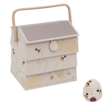 Load image into Gallery viewer, Large Sewing Box / Basket with Drawer Plus Pin Cushion - Beehive/Bee