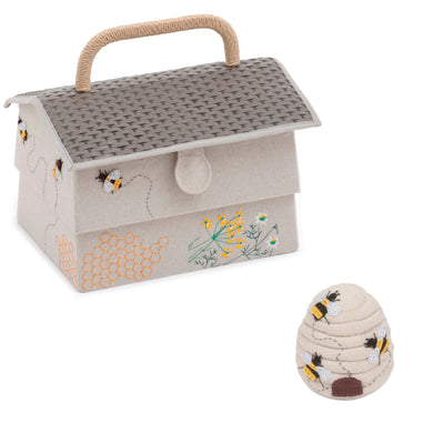 Sewing Box / Basket and Pin Cushion - Beehive / Bee