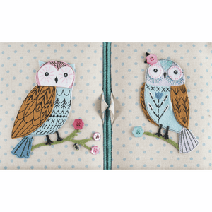 Appliqué Owl Large Twin Lid Sewing Box