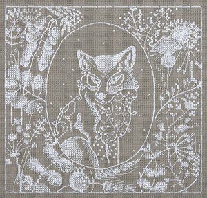 White Lace Fox Cross Stitch Kit