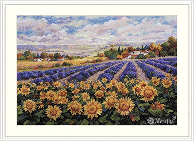 Fields of Lavender and Sunflowers Cross Stitch Kit