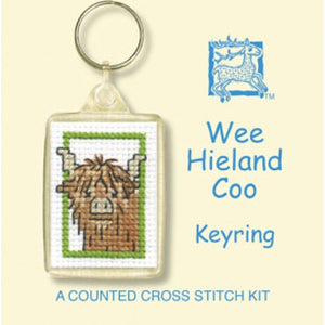 Wee Hieland Coo (Highland Cow) - Cross Stitch Key Ring Kit